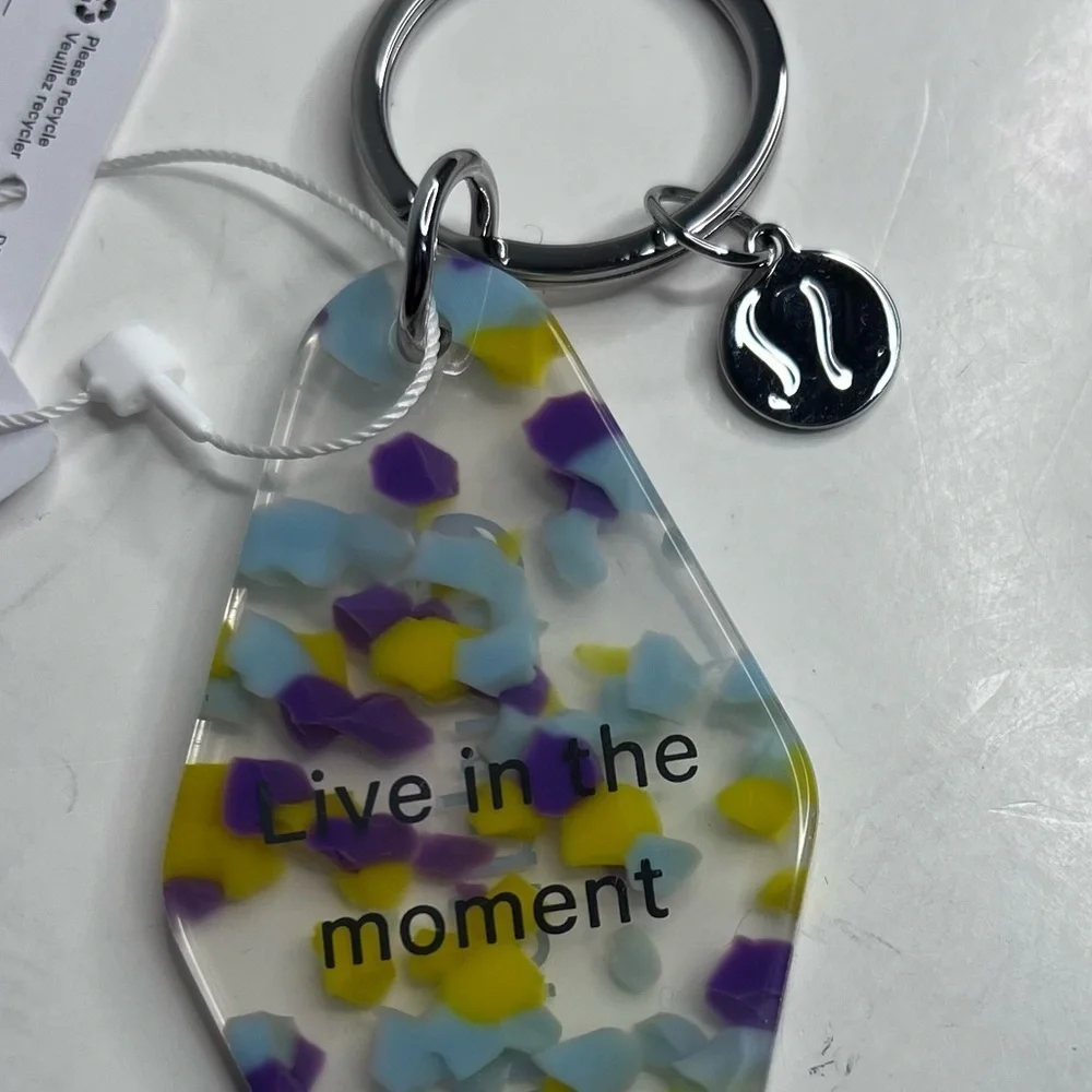 Lululemon Clear Purple Blue Yellow Diamond-Shaped Hotel Keychain New